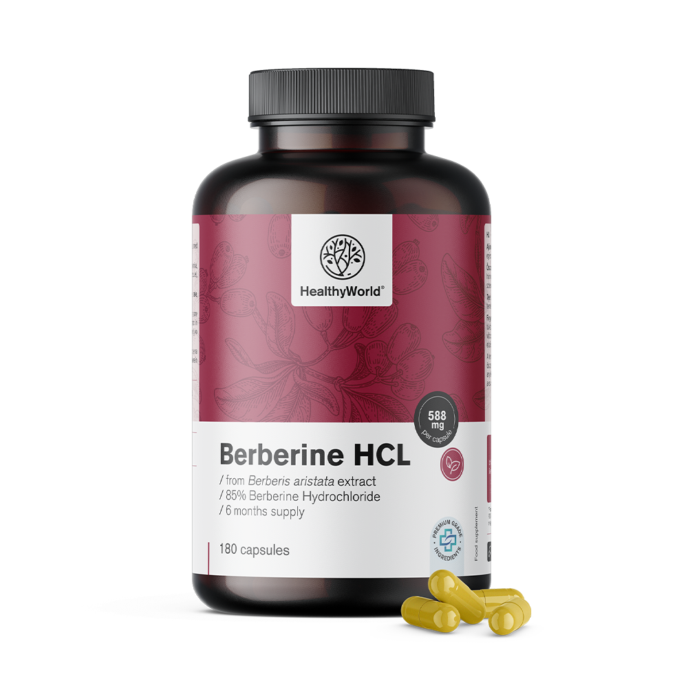 Berberyna HCL 500 mg z wyciągu z Berberis aristata.